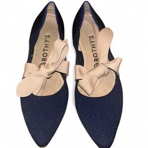 Rothy's Navy and Beige The Point Mary Jane flats size 8.5